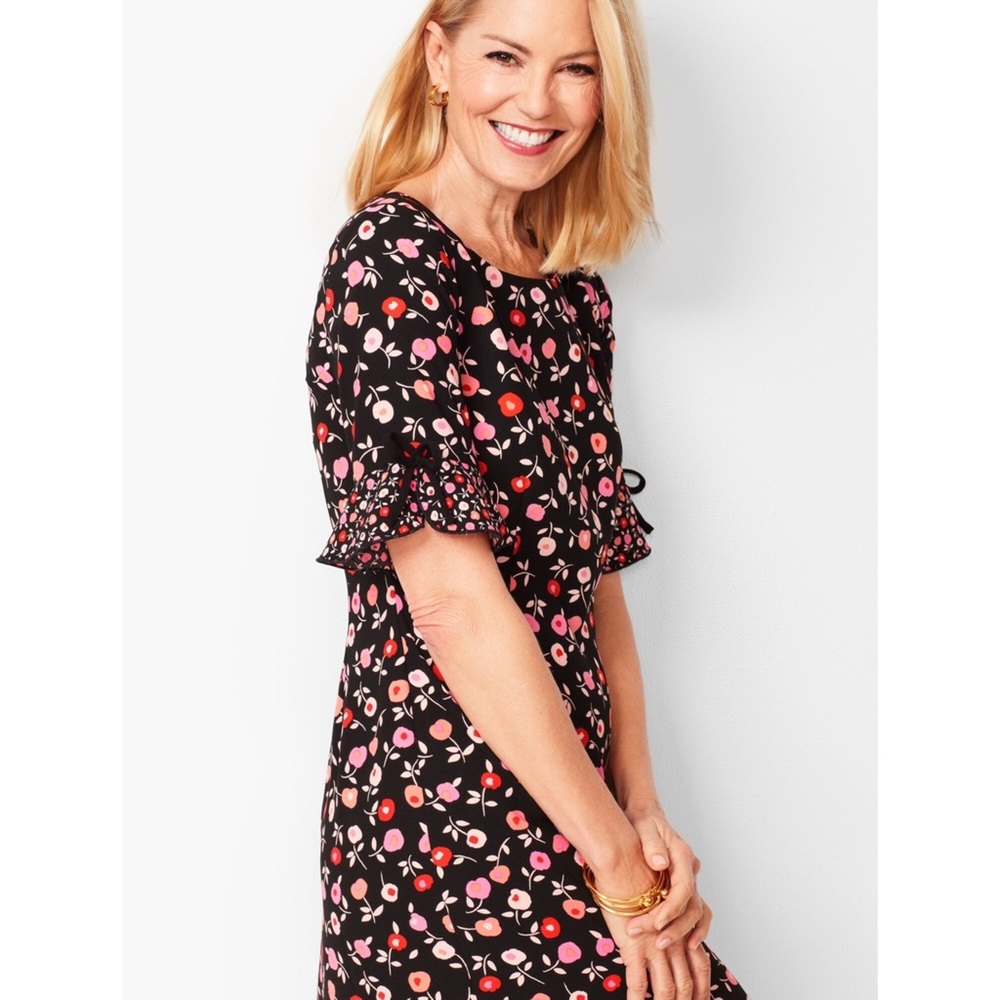 Talbots Black Floral Midi Dress